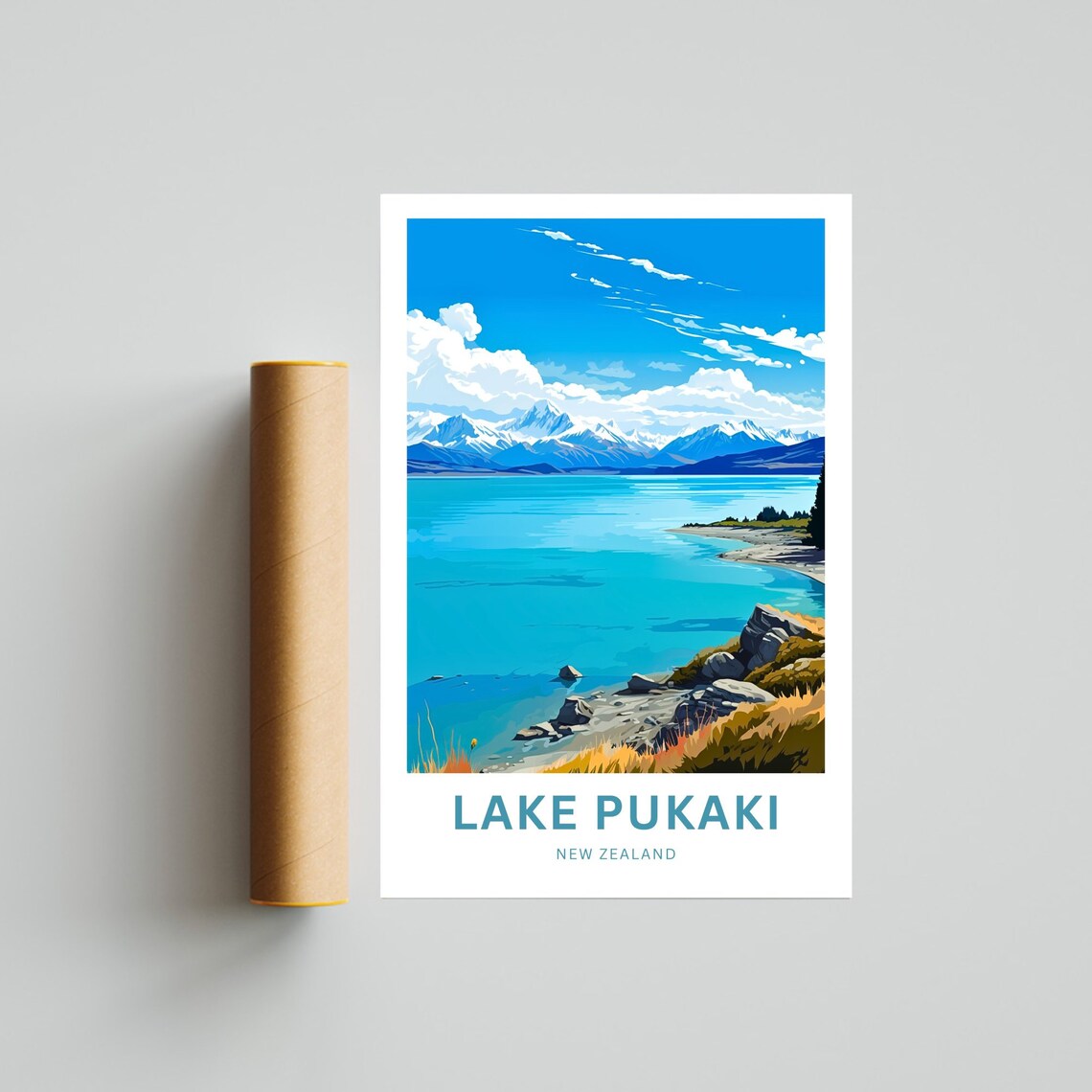 Personalized Lake Pukaki New Zealand Turquoise Lake Travel Poster - Image 4