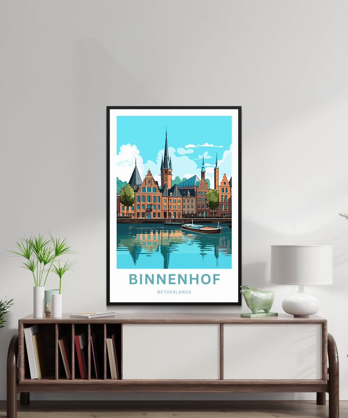 Personalized Binnenhof Netherlands Canal Houses Waterfront Poster - Image 2