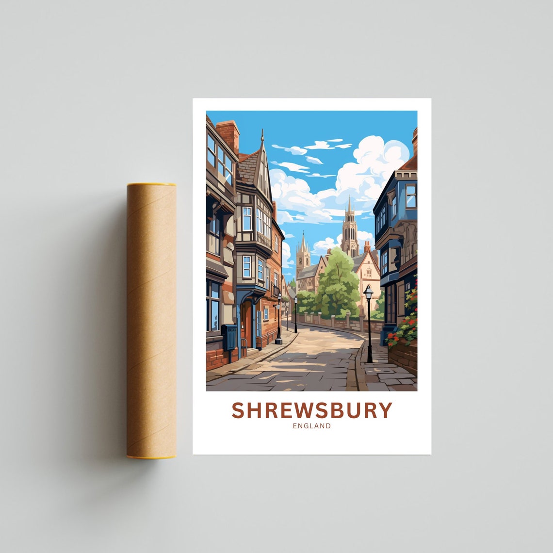 Shrewsbury Tudor Street Historic Town England Heritage Poster - Image 4