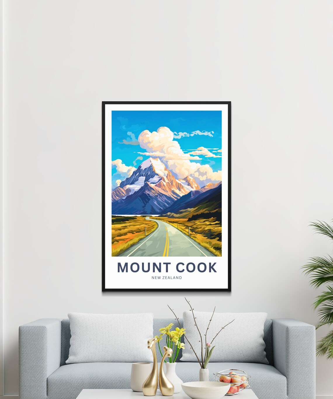Mount Cook New Zealand Alpine Snowy Peak Road Scenic Travel Poster - Image 3