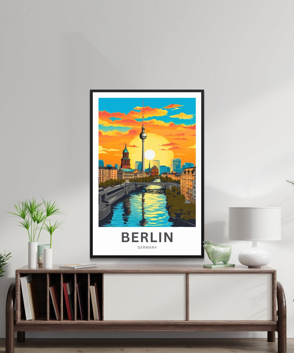 Personalized Berlin Fernsehturm Bridge Sunset Germany Travel Poster - Image 2