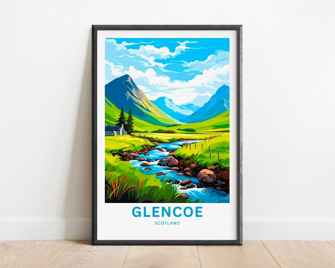 Glencoe Travel Poster, Scotland Landscape Art Print