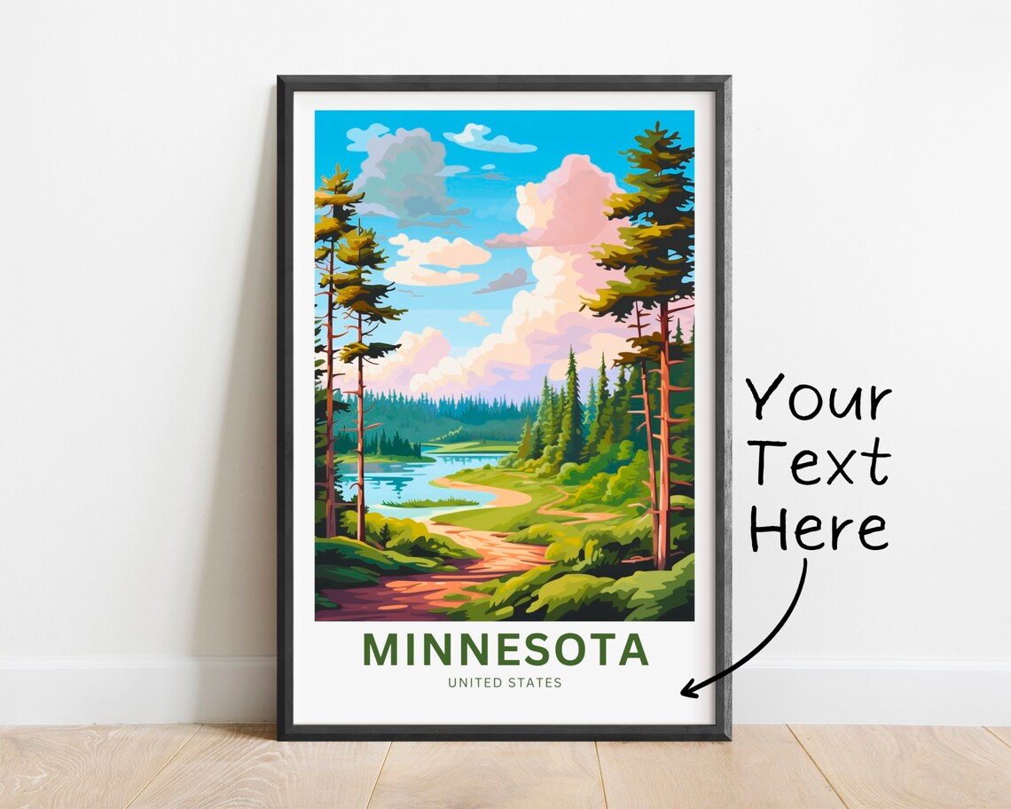 Minnesota United States Personalized Pine Forest Lake Trail Poster