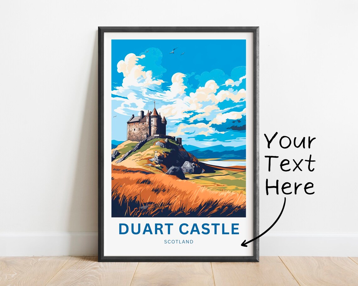 Duart Castle Scotland Ruins Hilltop Personalized Travel Poster