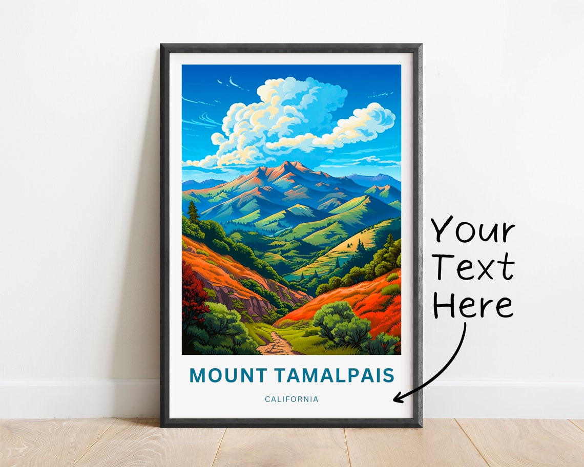 Mount Tamalpais California Golden Hills Personalized Travel Poster