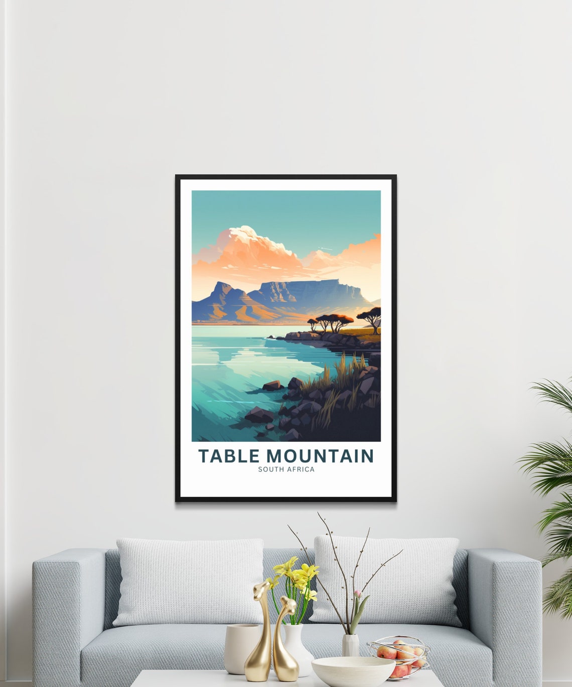 Table Mountain South Africa Cape Sunset Coastline Travel Poster - Image 3