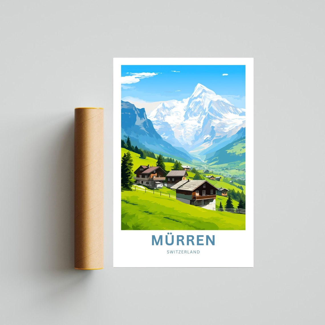 Personalized Murren Switzerland Alpine Meadow Custom Text Poster - Image 4