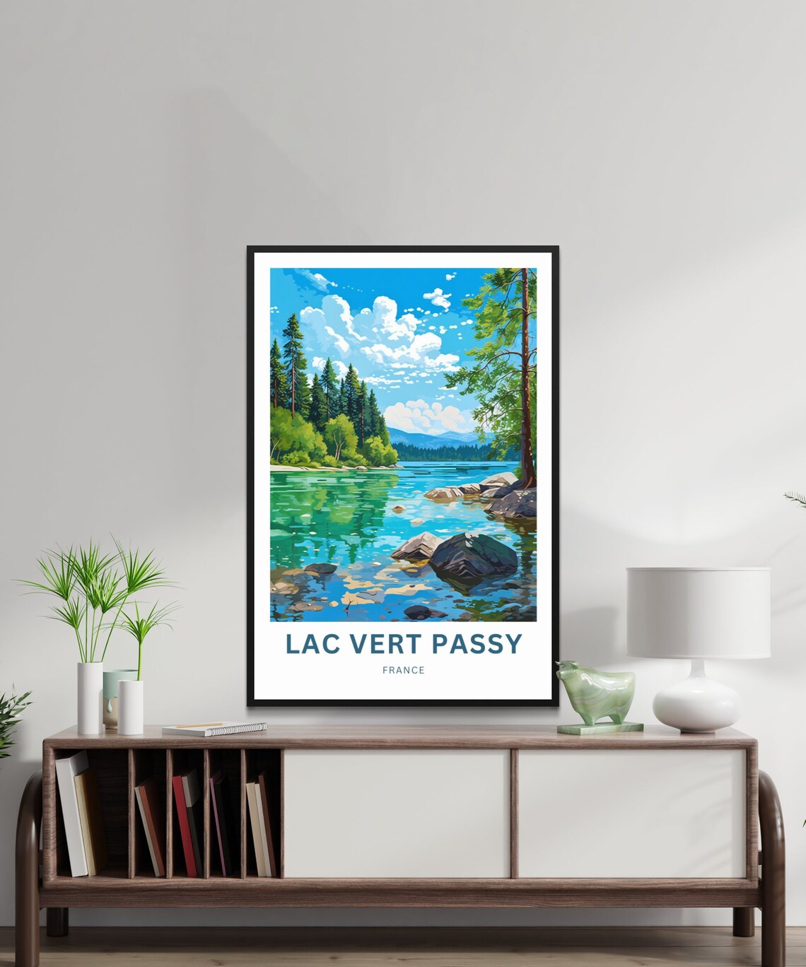 Lac Vert Passy France Turquoise Alpine Lake Pine Forest Travel Poster - Image 2