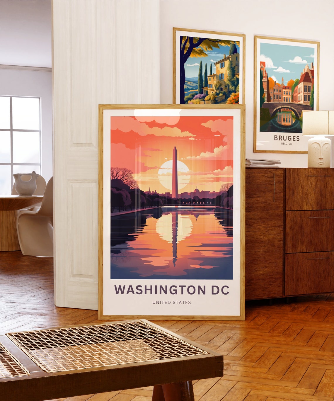 Washington DC Monument Reflecting Pool Sunset Custom Art Travel Poster - Image 5