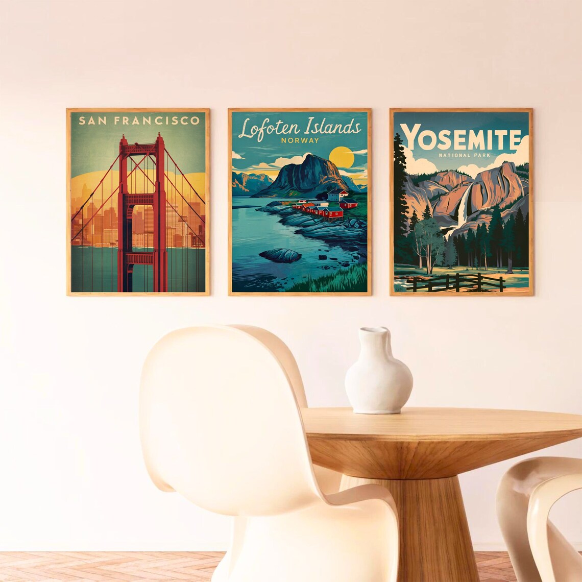 Lofoten Islands Norway Vintage Fishing Cabins Sunset Sea Poster - Image 3
