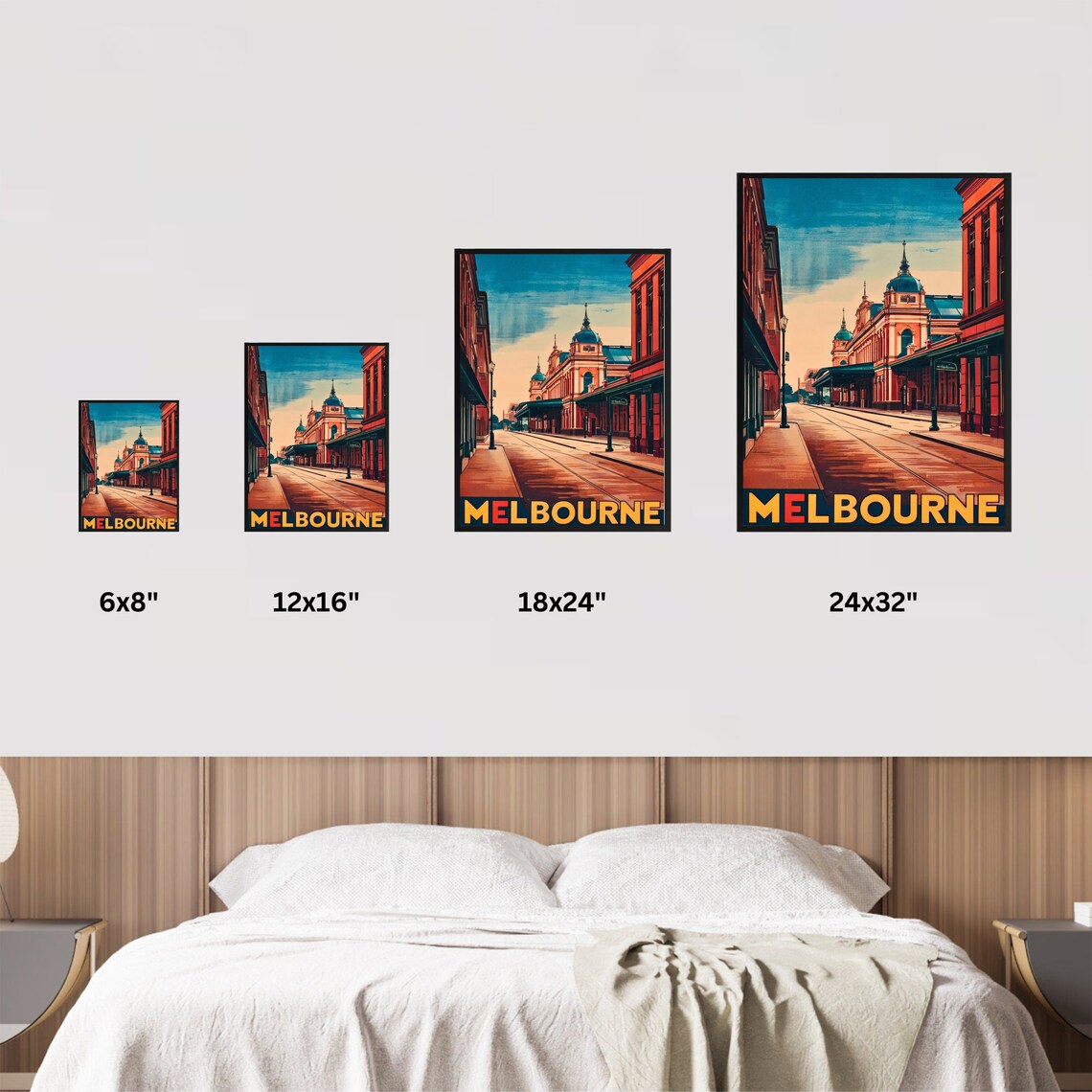 Melbourne Australia City Street Vintage Travel Poster Twilight - Image 3