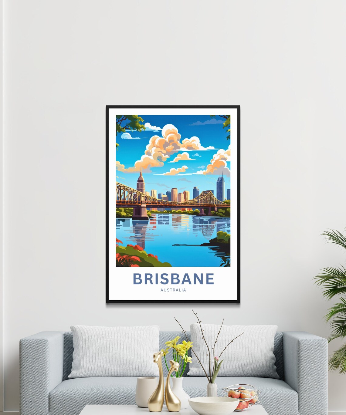 Brisbane Australia Story Bridge City Skyline River Scene Poster - Image 3