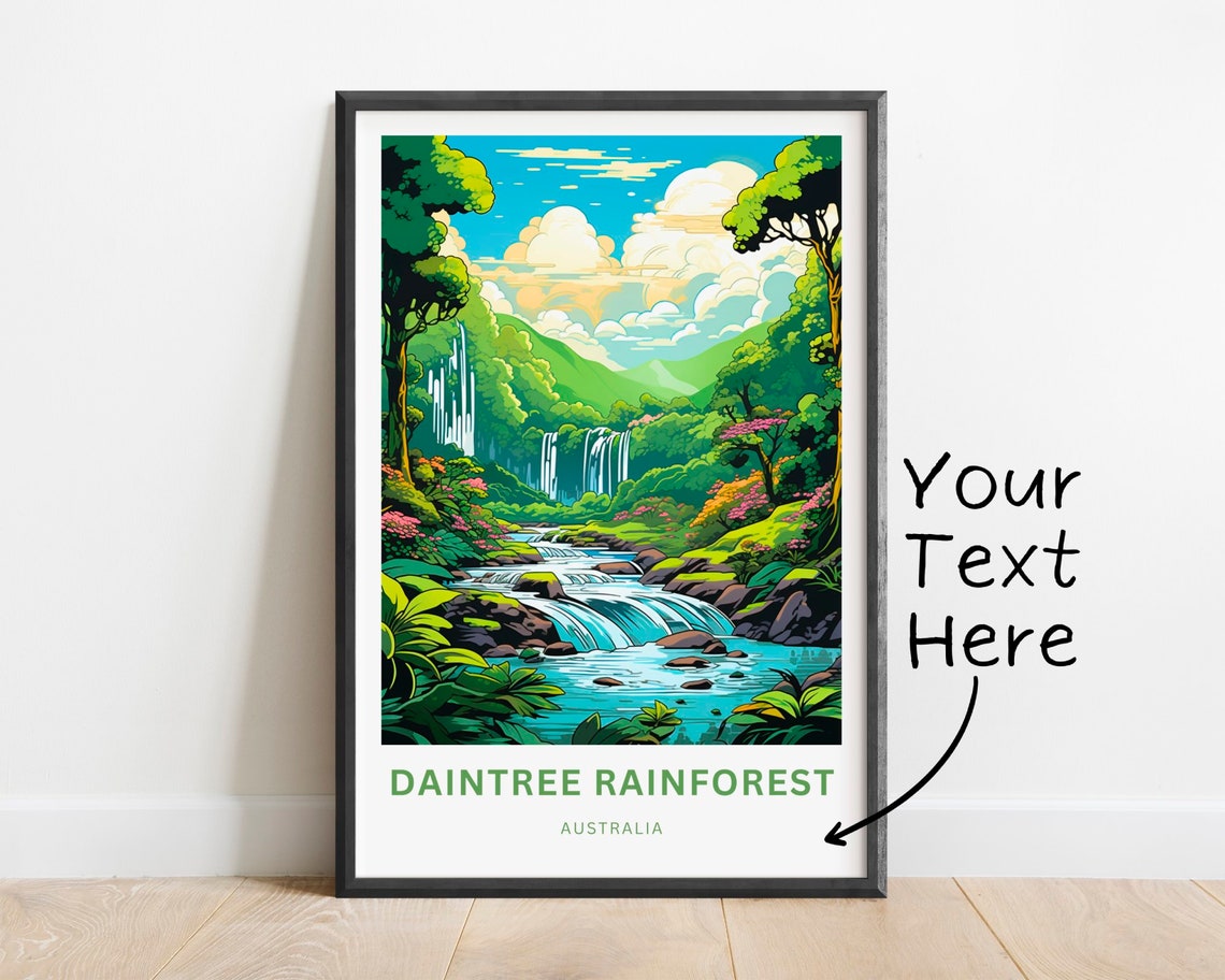 Daintree Rainforest Australia Waterfall River Art Travel Poster