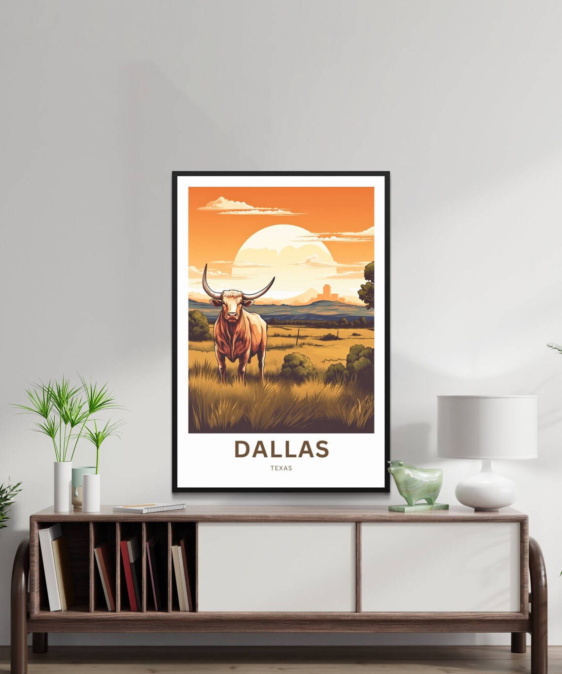 Personalized Dallas Texas Longhorn Prairie Sunset Travel Poster - Image 2