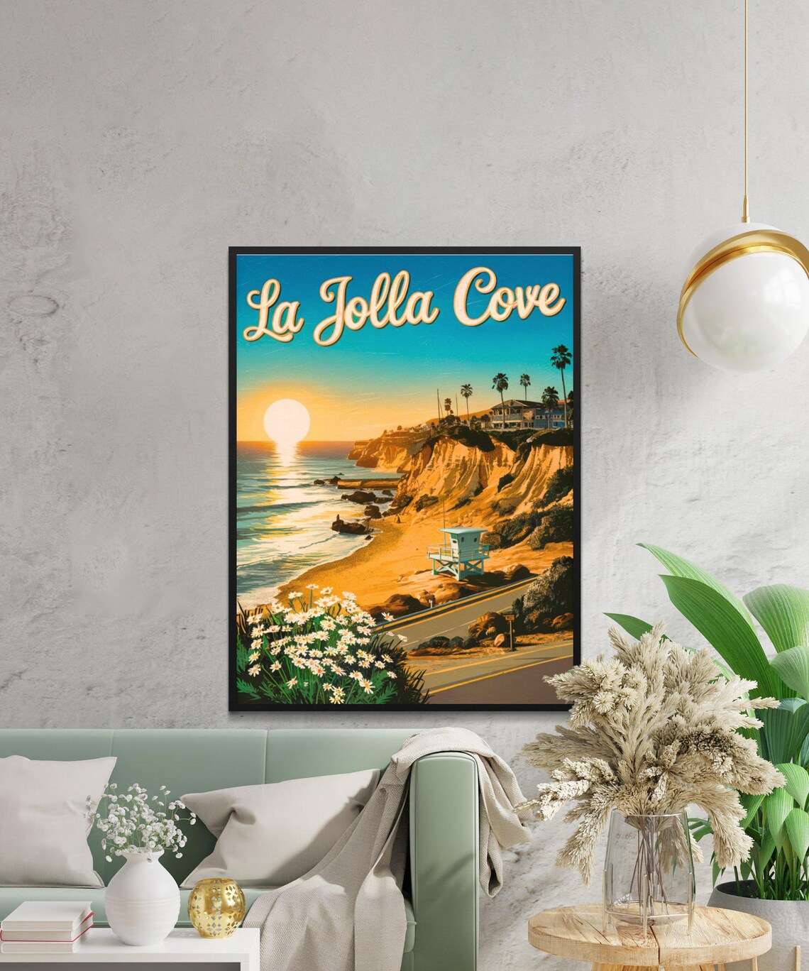 La Jolla Cove California Sunset Beach Lifeguard Tower Travel Poster - Image 2