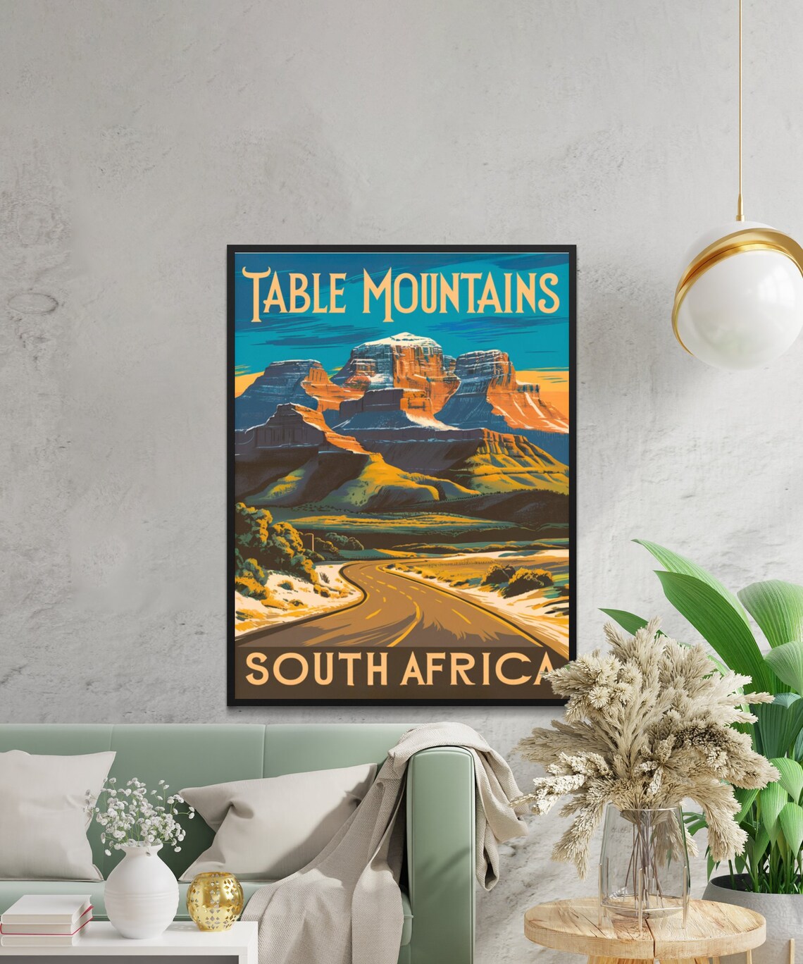 Table Mountains South Africa Vintage Desert Scenic Road Poster - Image 4