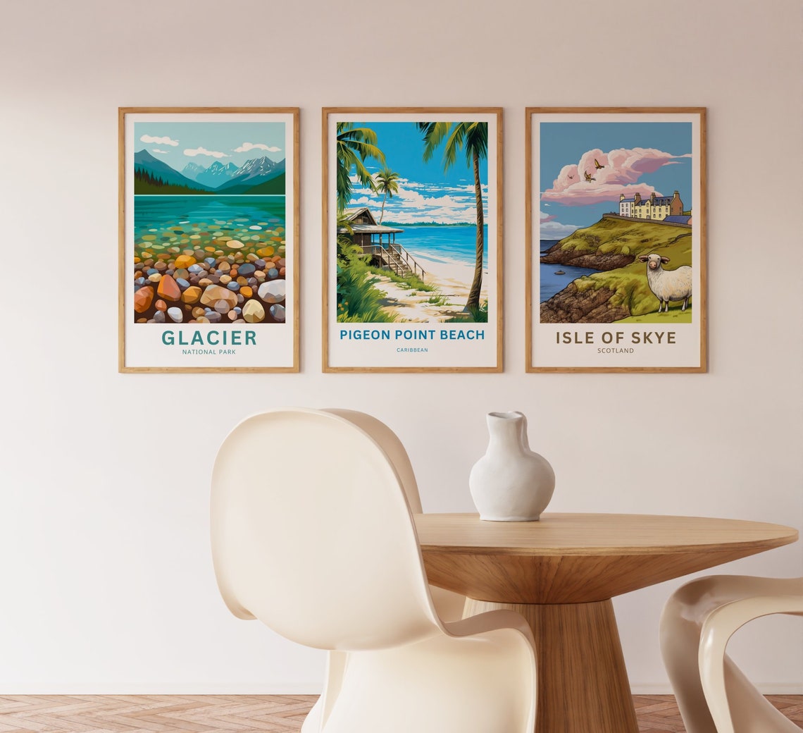 Pigeon Point Beach Caribbean Palm Beach Stilt House Waves Poster - Image 2