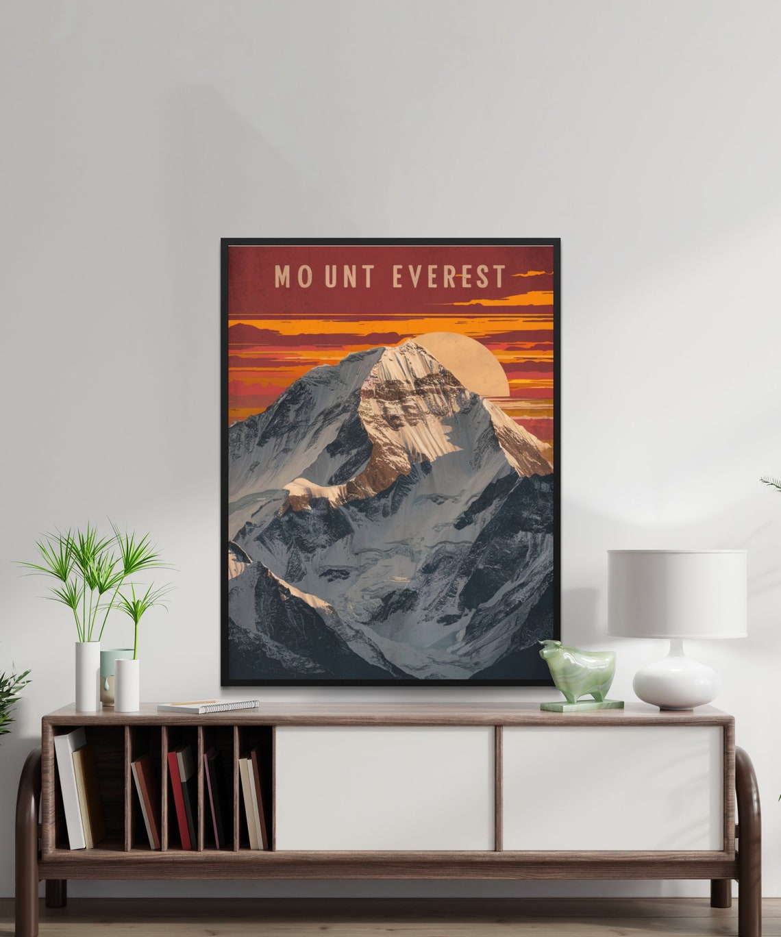 Mount Everest Rising Sun Snow Summit Fiery Sky Vintage Poster - Image 2