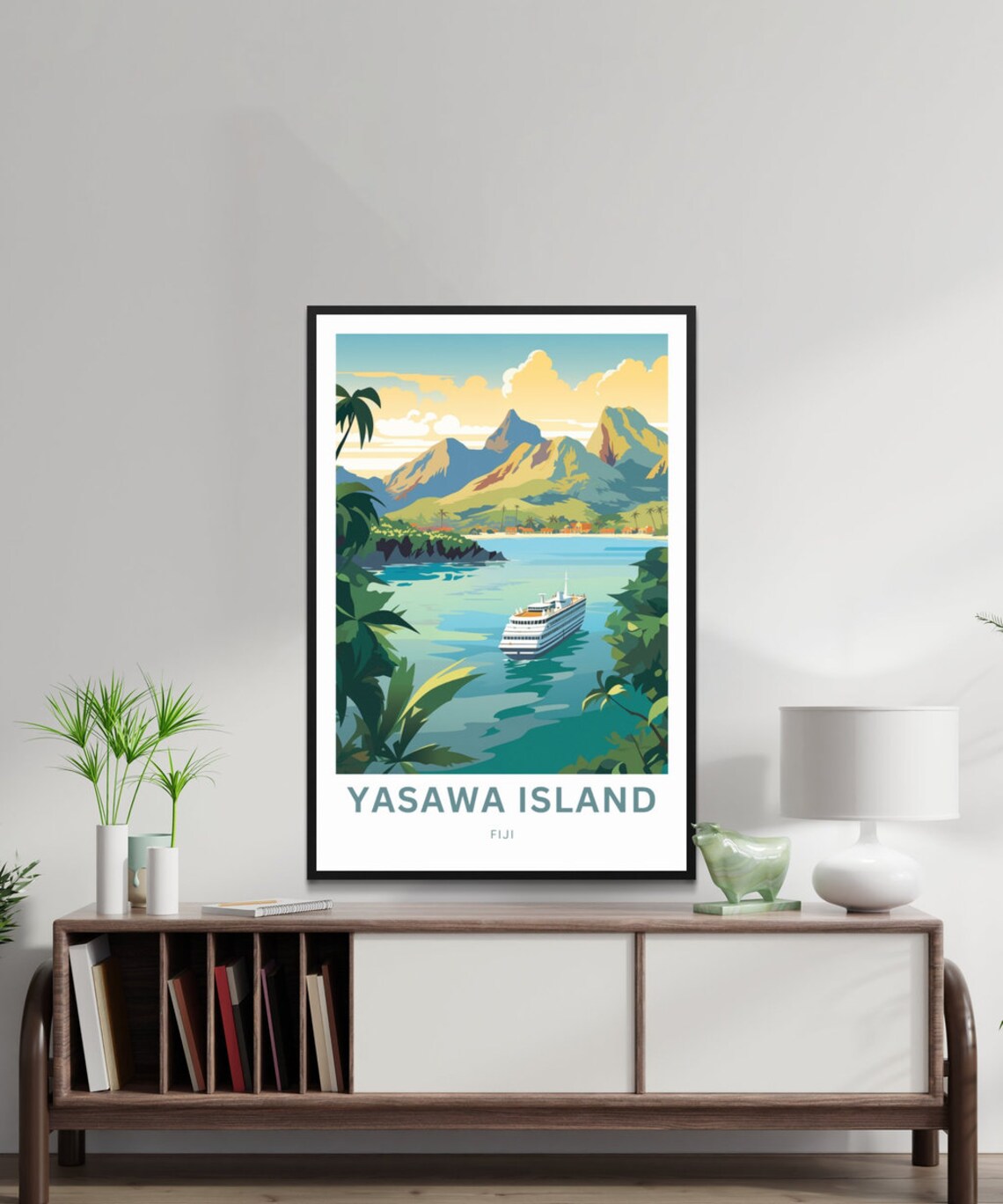 Yasawa Island Fiji Cruise Ship Mountains Custom Travel Poster - Image 2