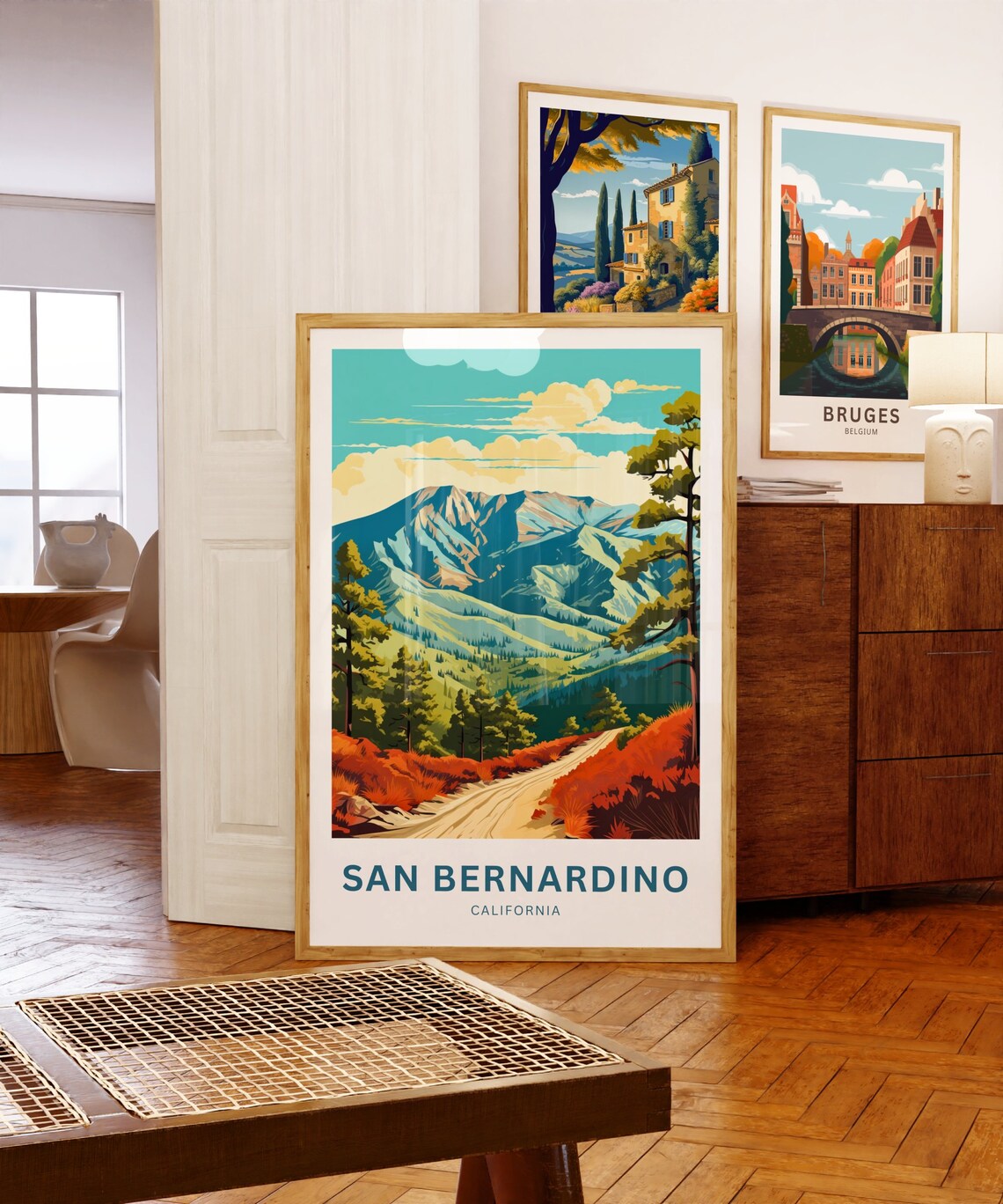 San Bernardino California Mountain Road Vintage Travel Poster Gift - Image 5