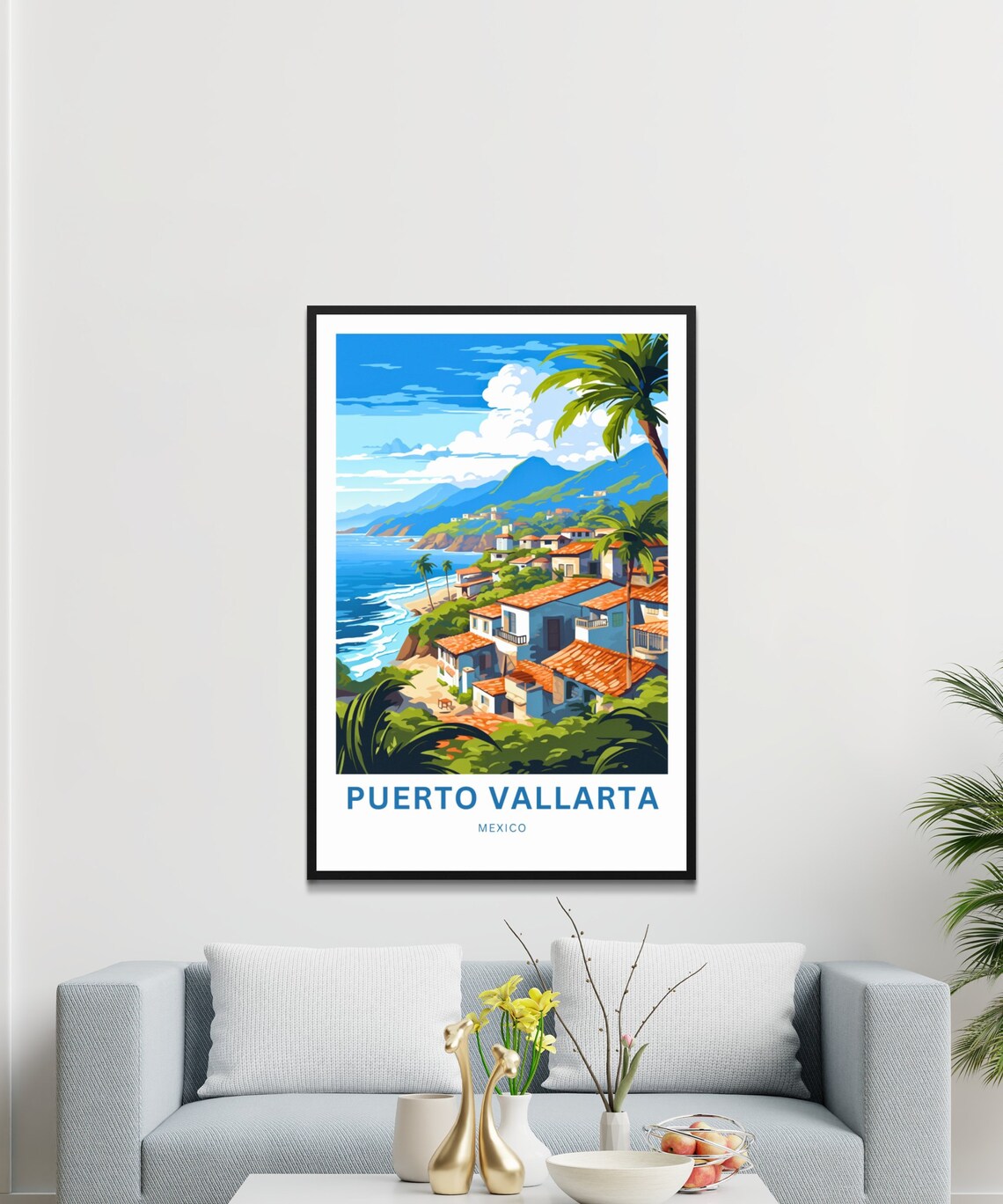 Puerto Vallarta Mexico Beach Palapas Sunset Coast Travel Poster - Image 3
