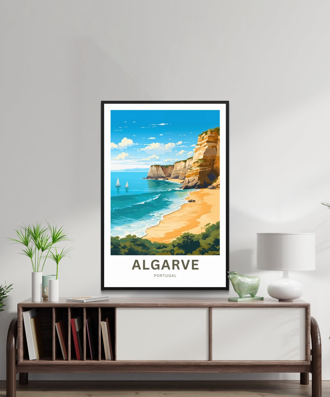 Personalized Algarve Portugal Towering Cliffs Bay Scene Poster - Image 2
