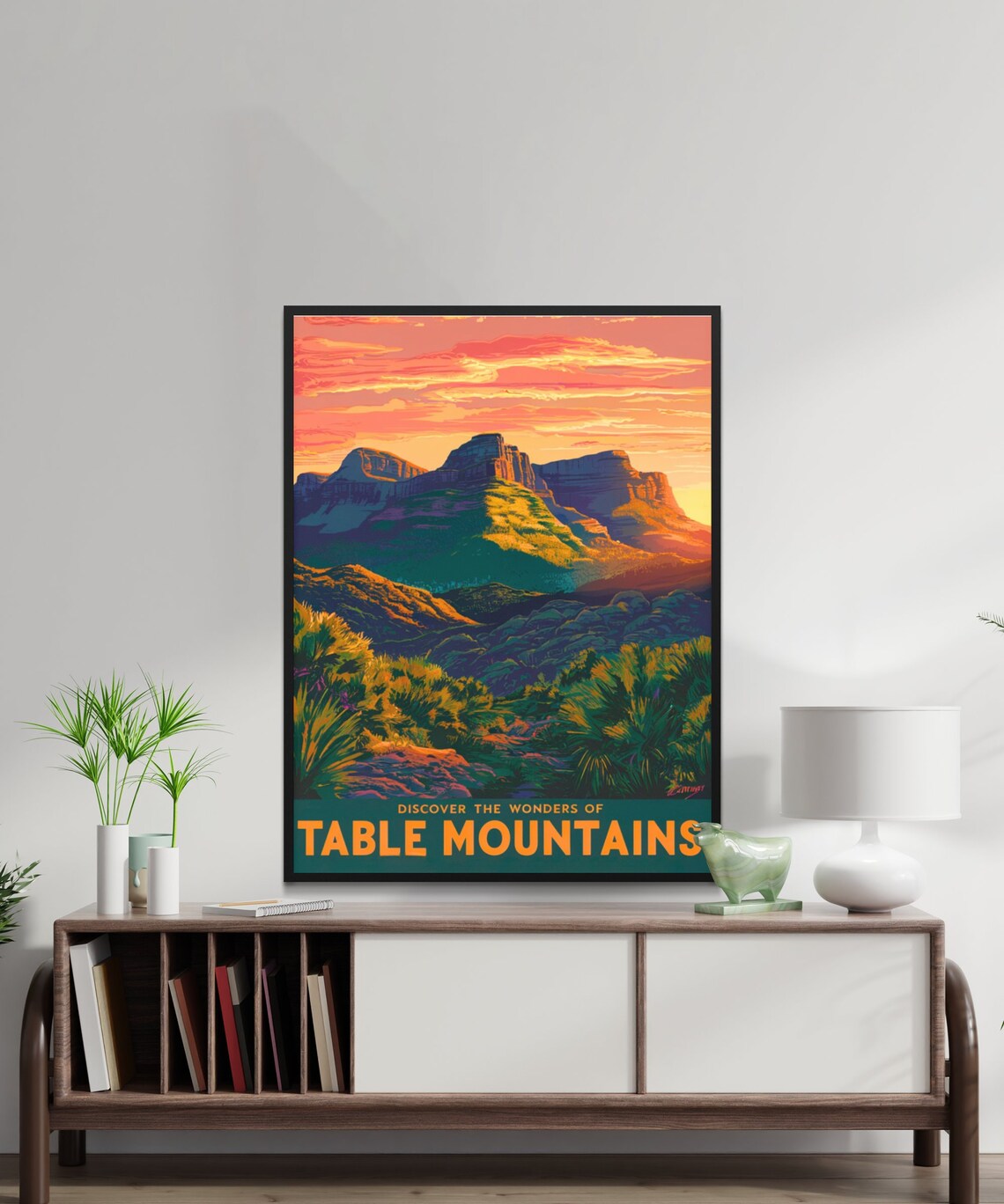 Table Mountains Discover Wonders Desert Sunset Mesas Vintage Poster - Image 4