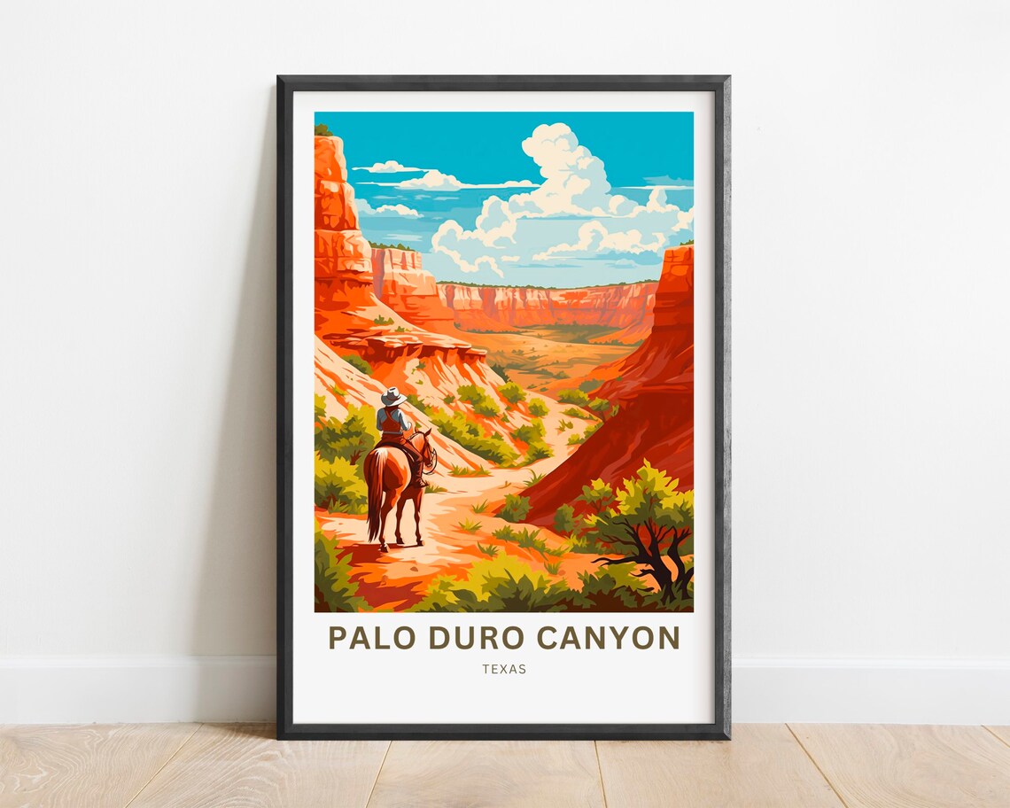 Palo Duro Canyon Texas Cowboy Horseback Canyon Trail View Poster