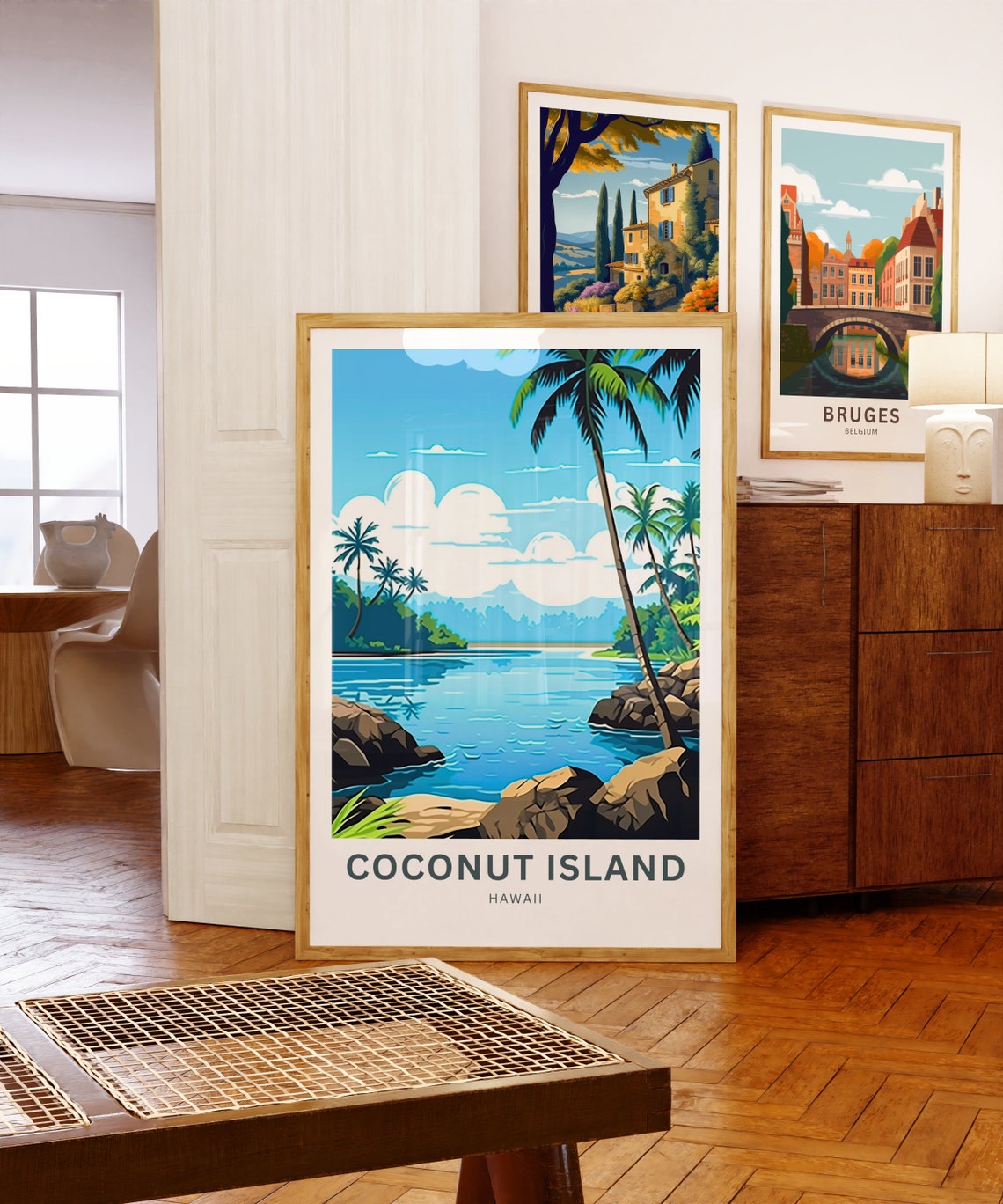 Coconut Island Hawaii Tropical Cove Palm Trees Lagoon Poster - Image 5