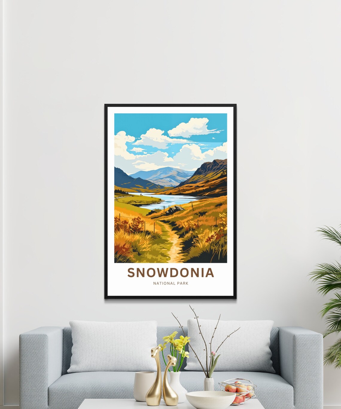 Personalized Snowdonia National Park Golden Moorland Trail Lake Poster - Image 3