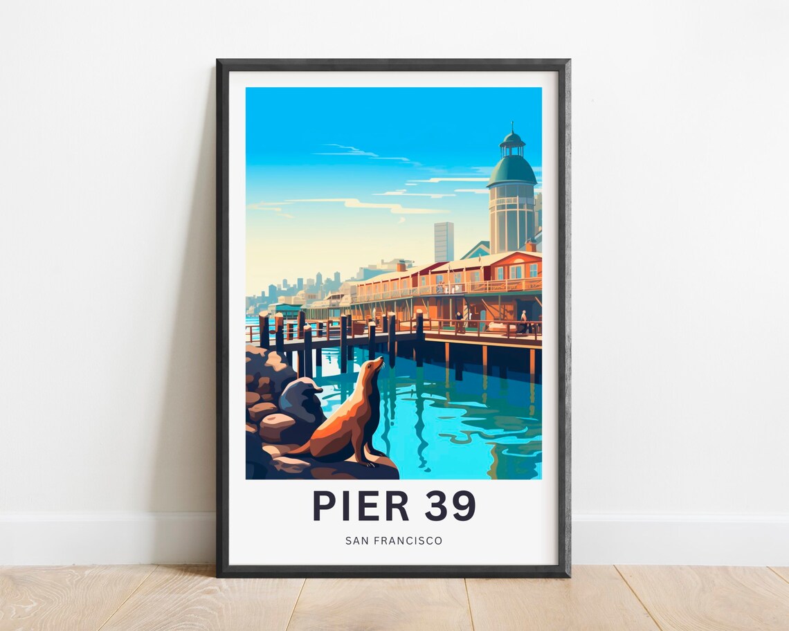 Pier 39 San Francisco Bay Sea Lion Waterfront Grand Travel Poster