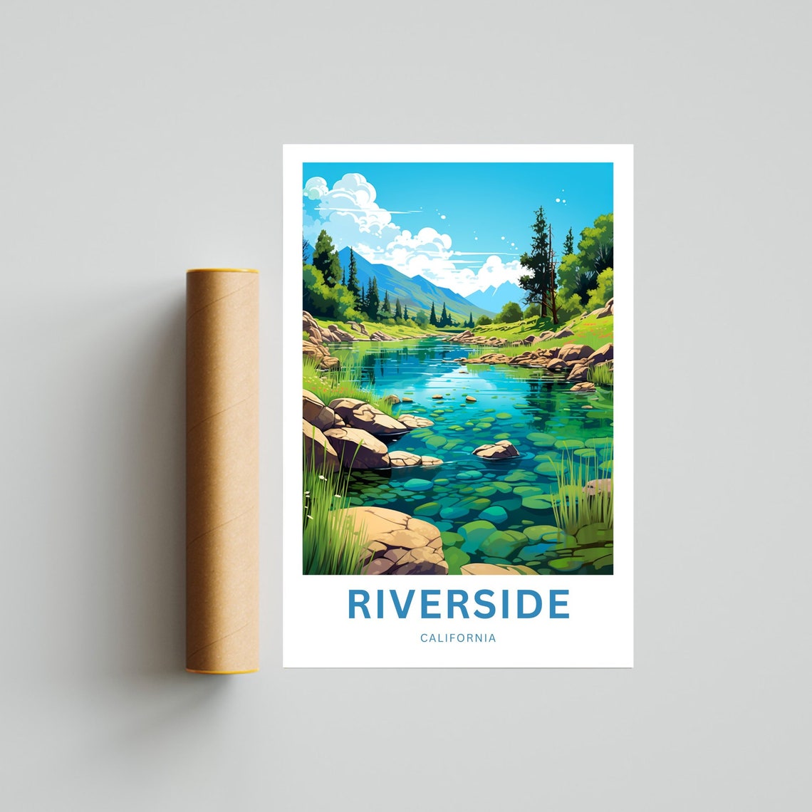 Riverside California Turquoise River Pine Forest Valley Poster - Image 4