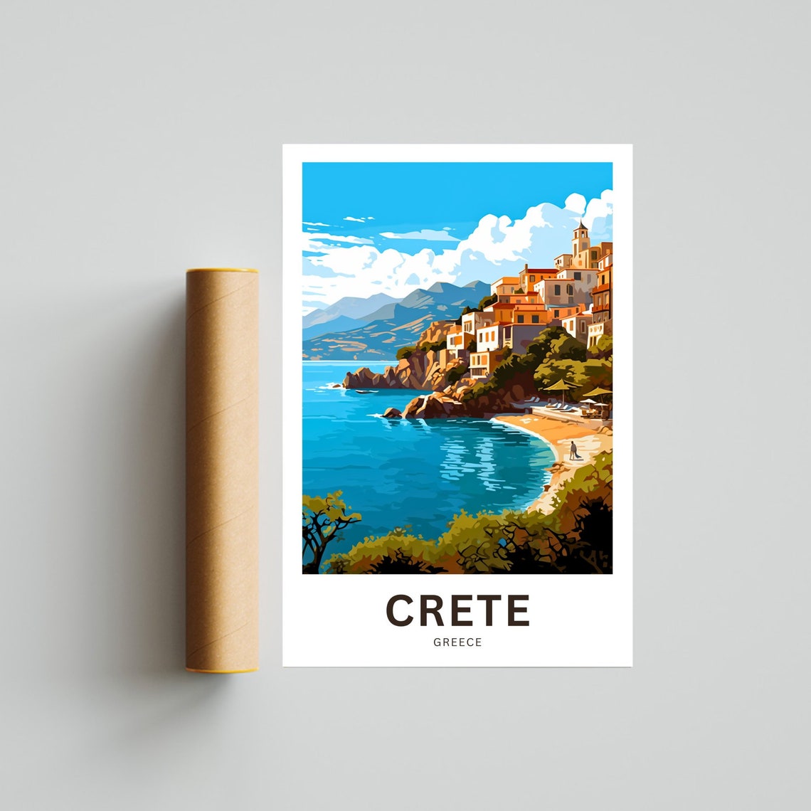 Personalized Crete Greece Turquoise Bay Beach Cove Travel Poster - Image 4
