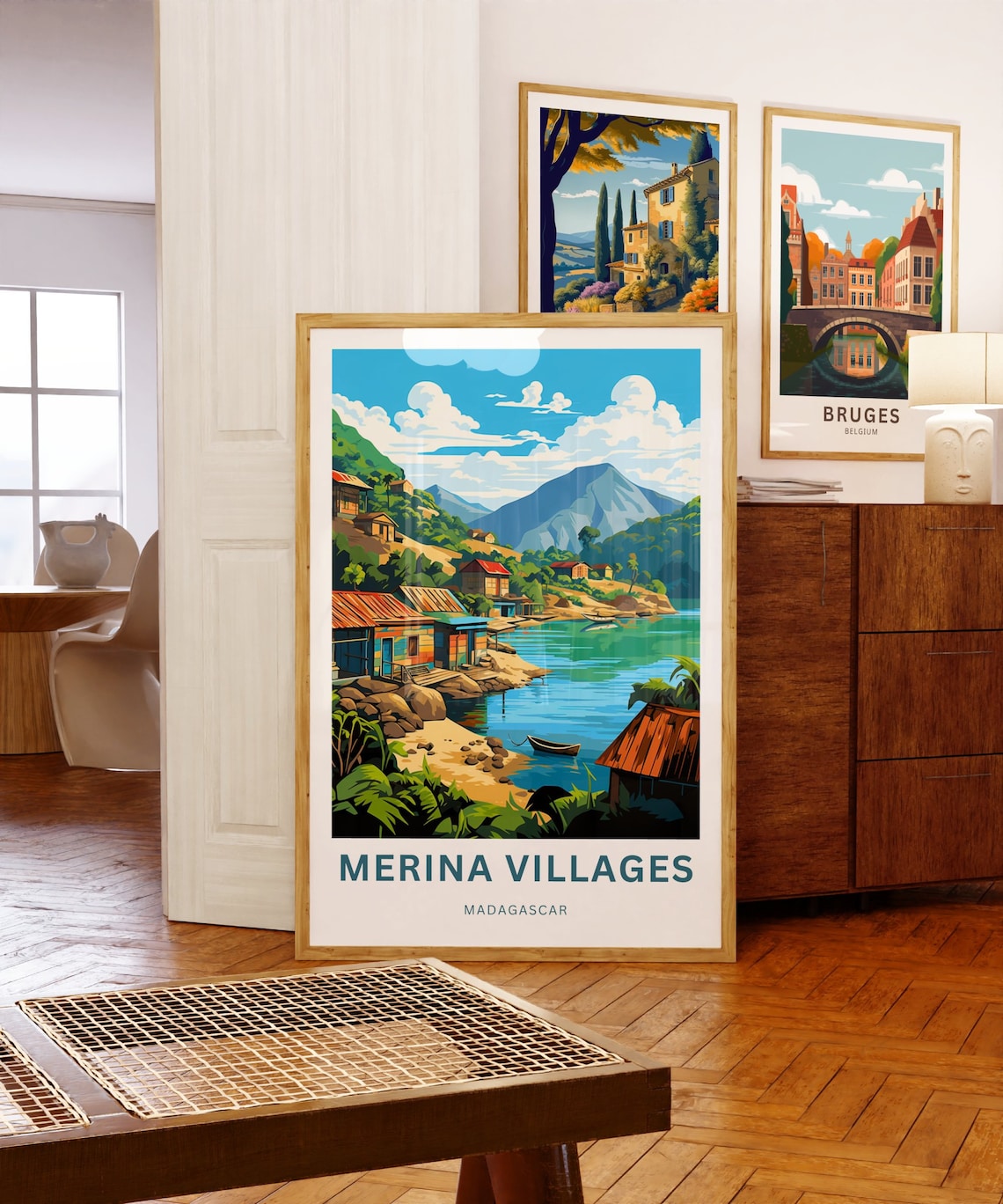 Merina Villages Madagascar Coastal Village Boats Bay Travel Poster - Image 5