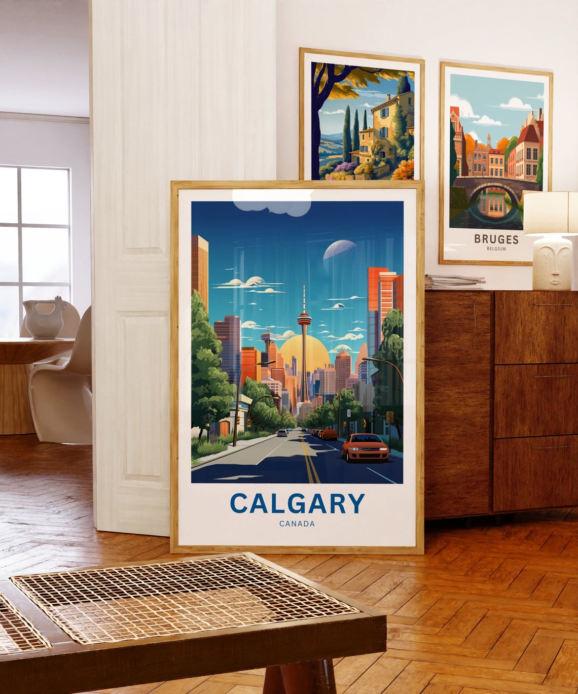 Calgary Canada Vibrant Downtown Skyline Tower Sunset Scene Poster - Image 5