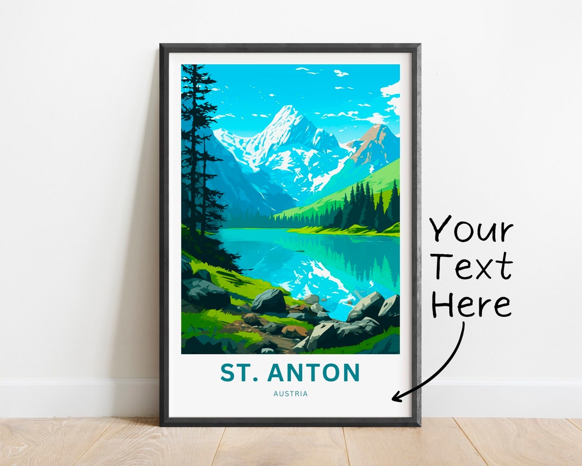 Personalized St Anton Austria Alpine Lake Custom Travel Poster