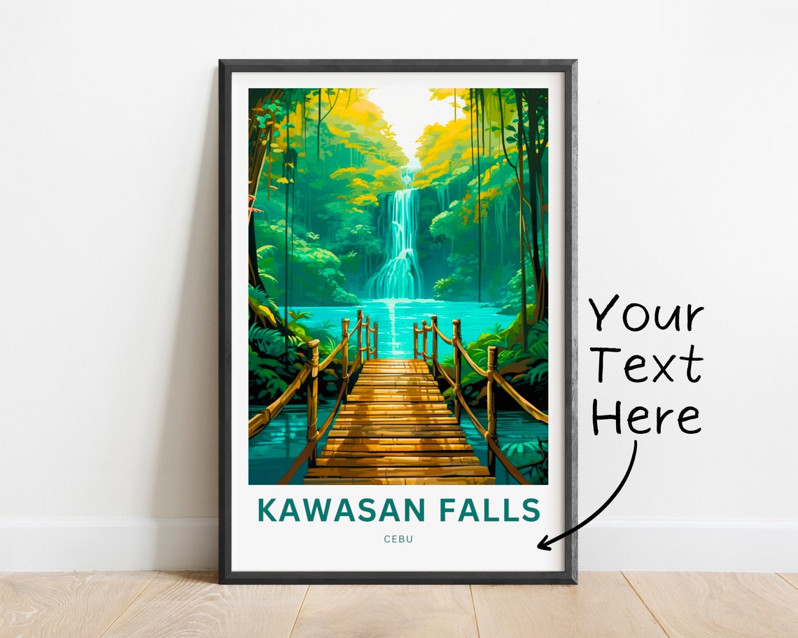 Kawasan Falls Cebu Waterfall Jungle Personalized Travel Gift Poster