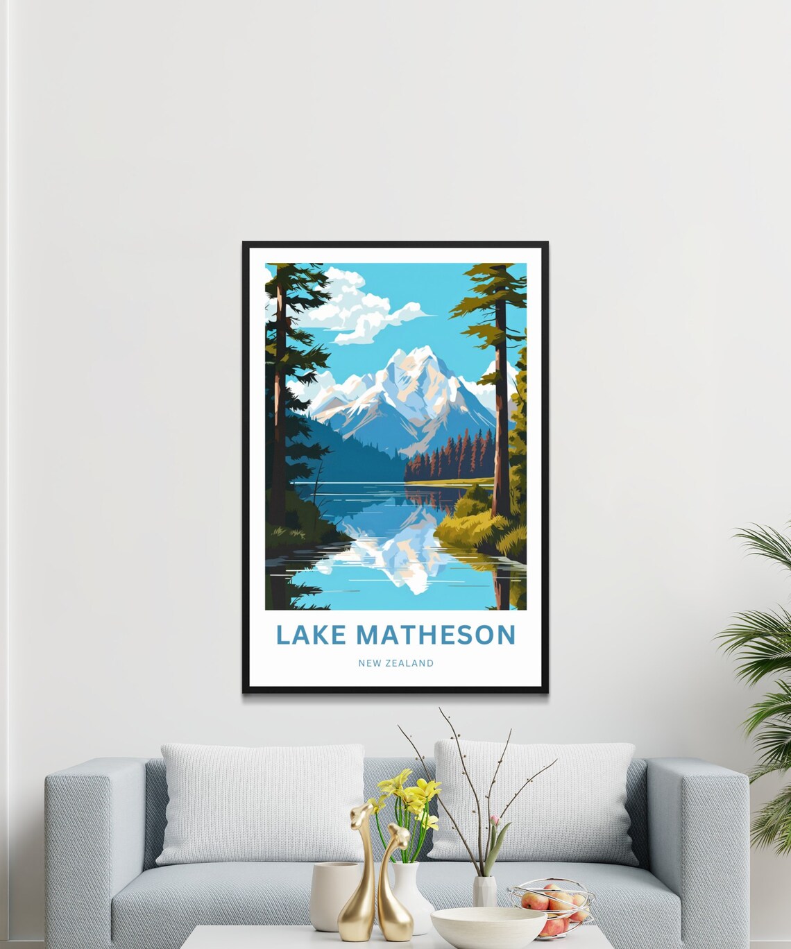 Personalized Lake Matheson New Zealand Custom Gift Travel Poster - Image 2