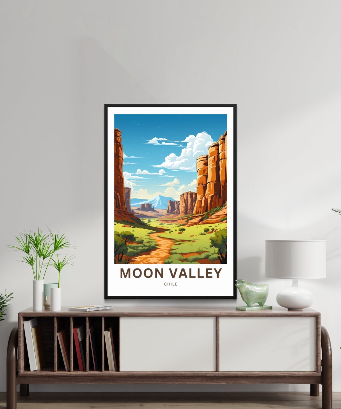 Moon Valley Chile Red Rock Canyon Desert Path Landscape Poster - Image 2