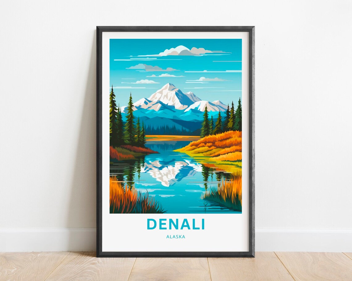 Denali Alaska Snowcapped Mountain Reflection Over Lake Poster