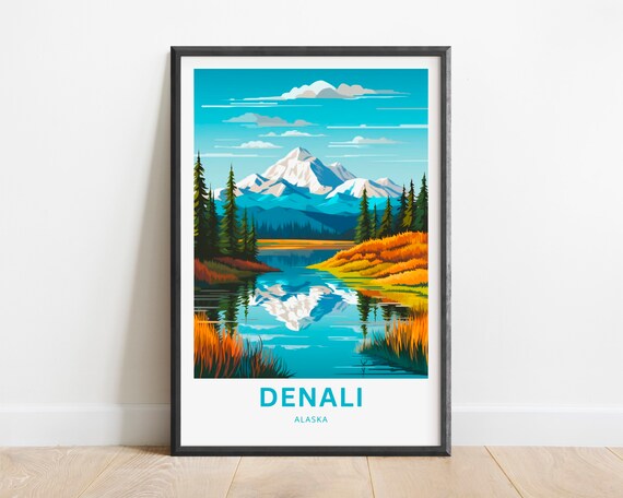 Denali Alaska Snowcapped Mountain Reflection Over Lake Poster
