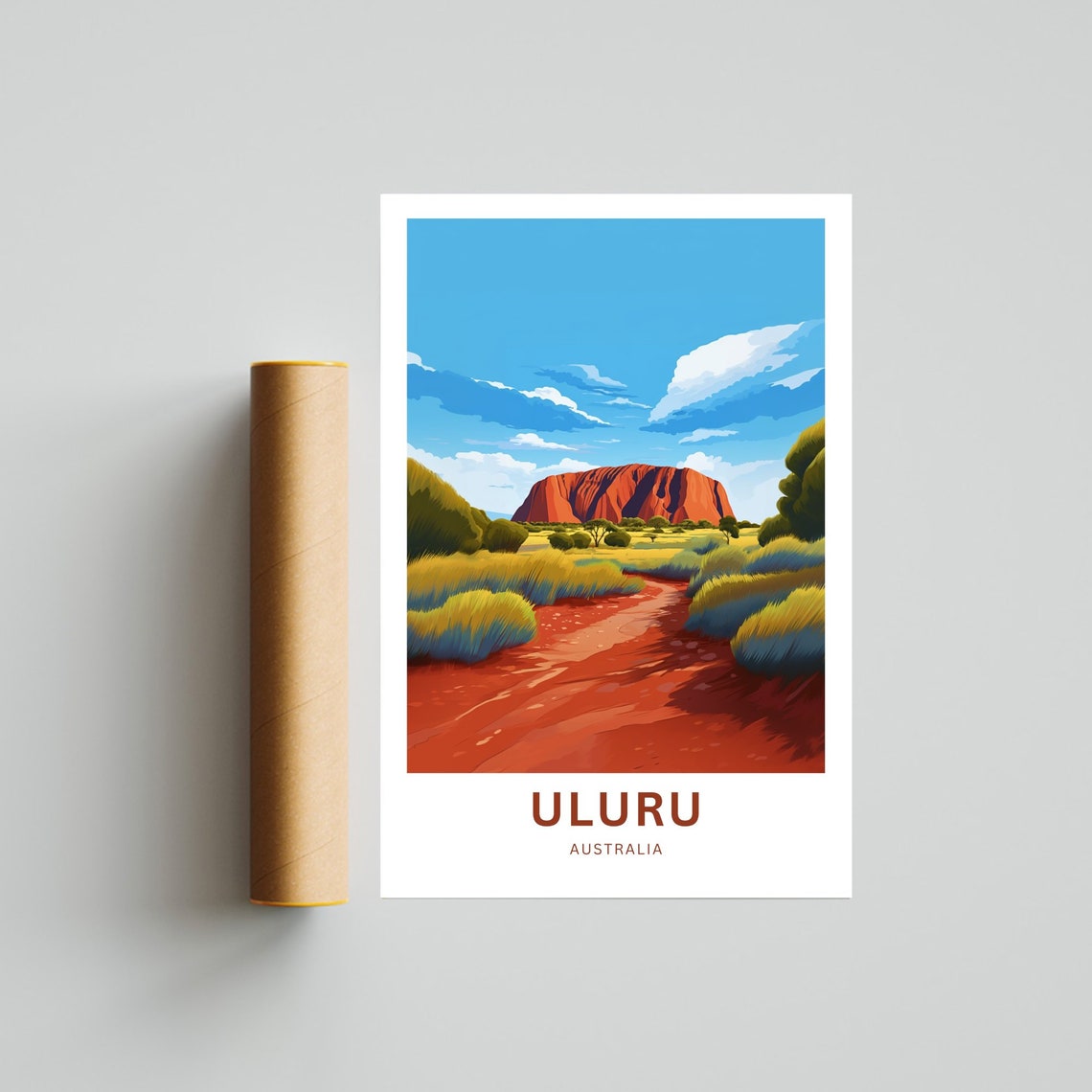 Uluru Australia Travel Poster Red Rock Monolith Outback Road Art - Image 4