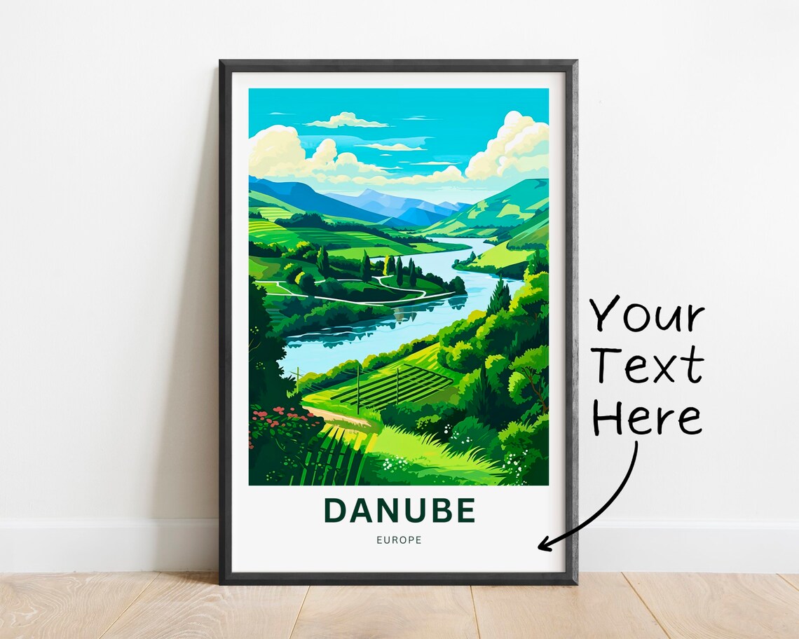 Danube Europe Vineyard Valley Custom Text Personalized Poster