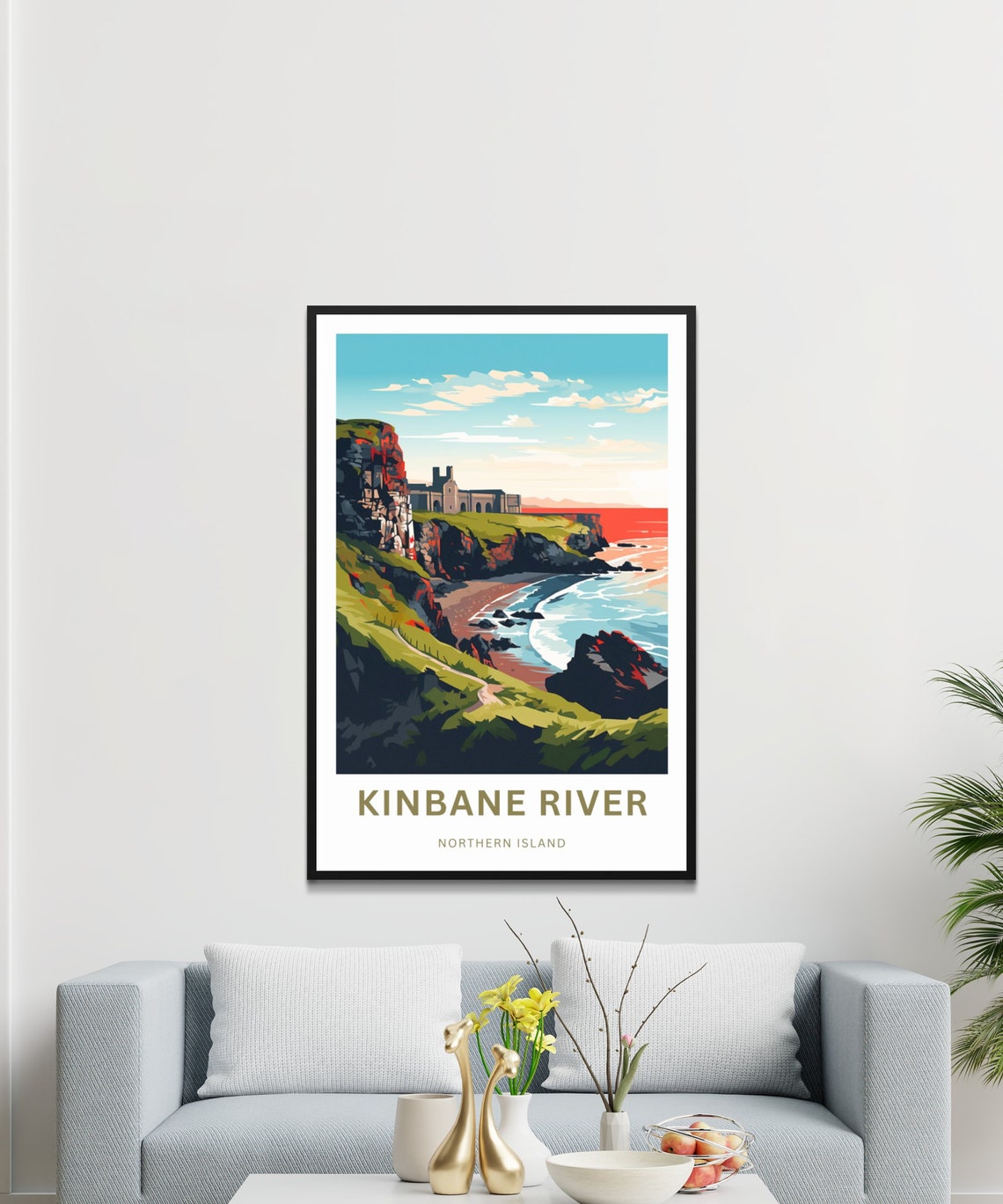 Personalized Kinbane River Castle Cove Sunset Custom Travel Poster - Image 3