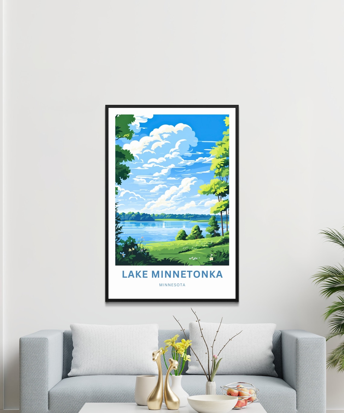 Lake Minnetonka Minnesota Lake Print Summer Shoreline Green Hills Art - Image 3