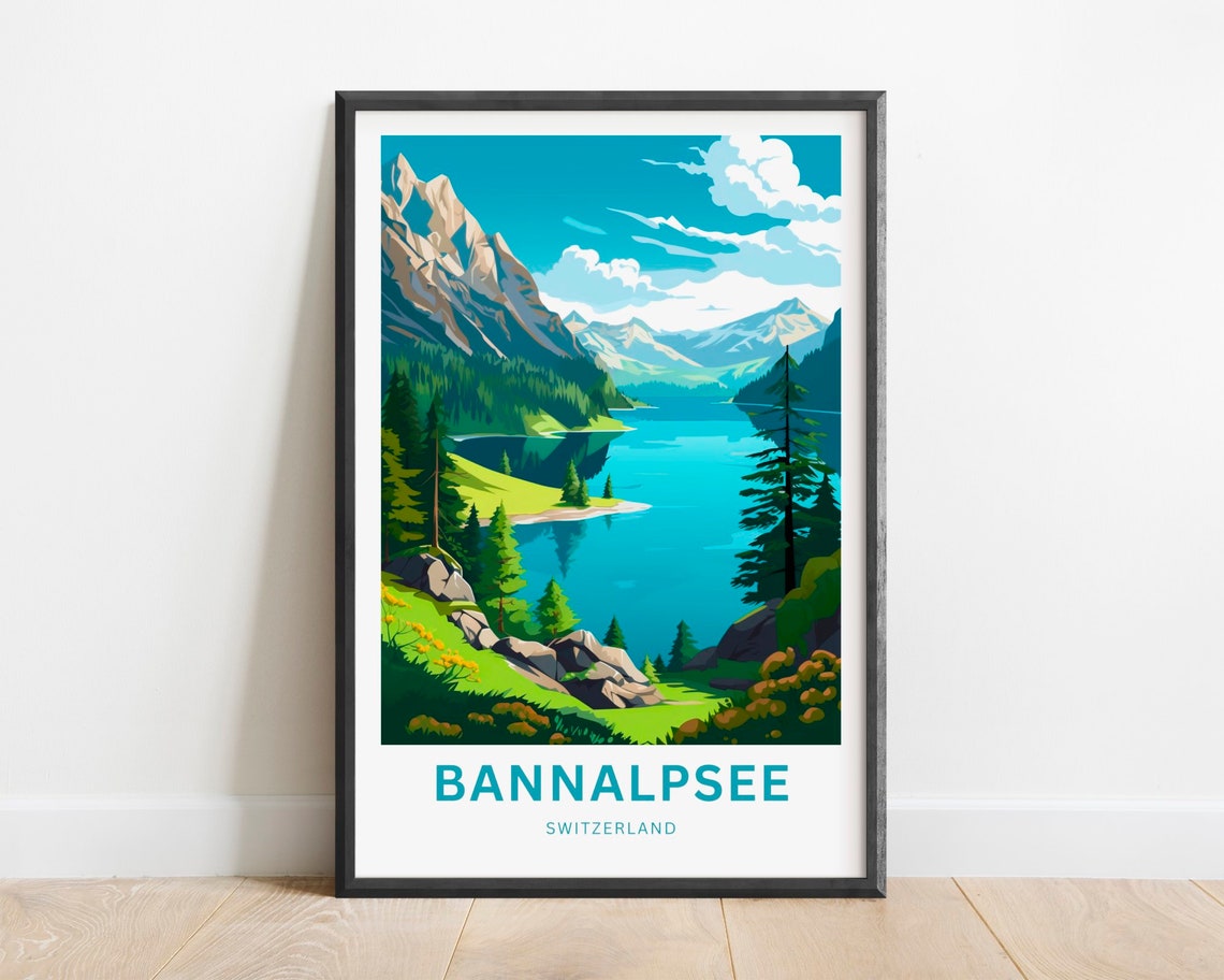 Bannalpsee Switzerland Turquoise Alpine Lake Mountain Poster