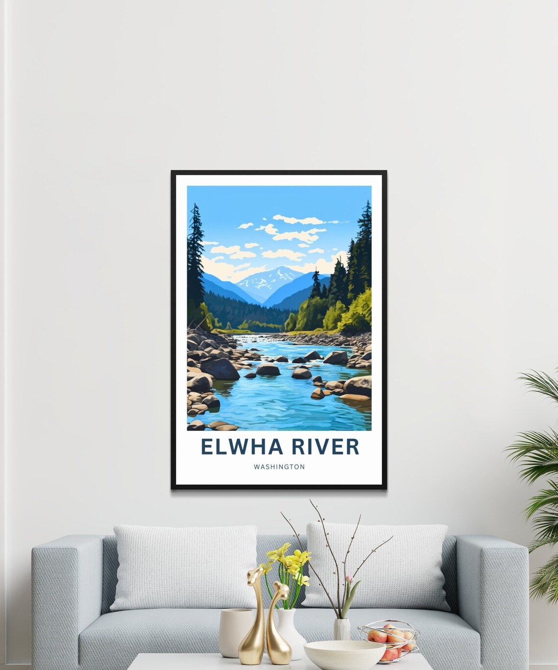 Elwha River Washington Evergreen Forest River Rapids Travel Poster - Image 3