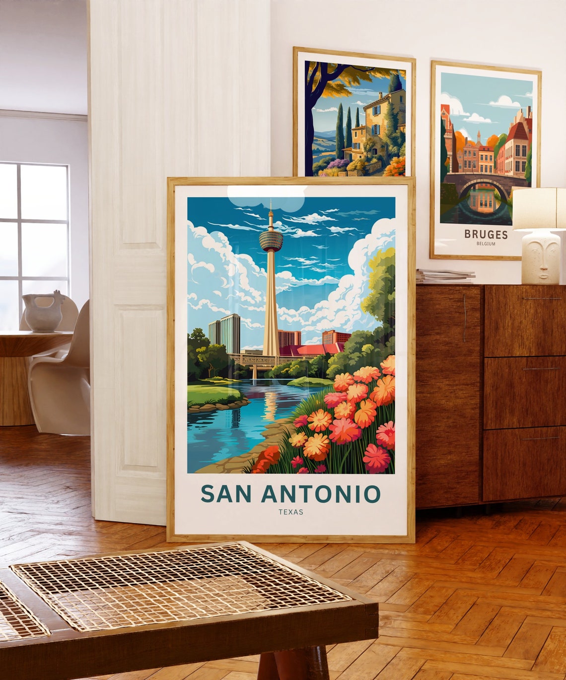 Personalized San Antonio Texas Tower Flowers Custom Text Poster - Image 5
