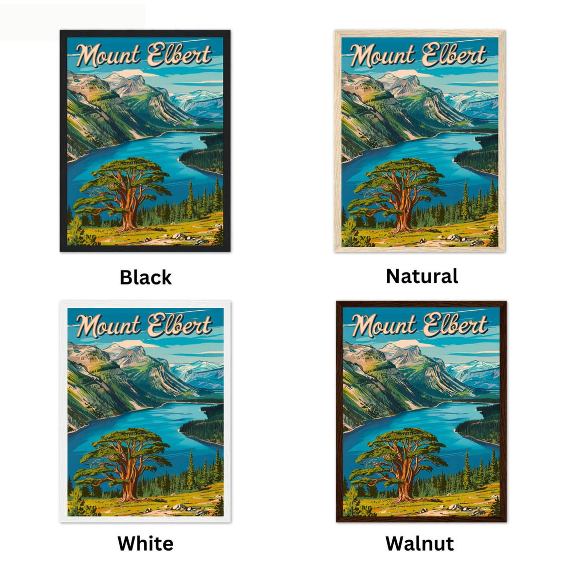 Mount Elbert Vintage Alpine Lake Ancient Pine Travel Art Poster - Image 2