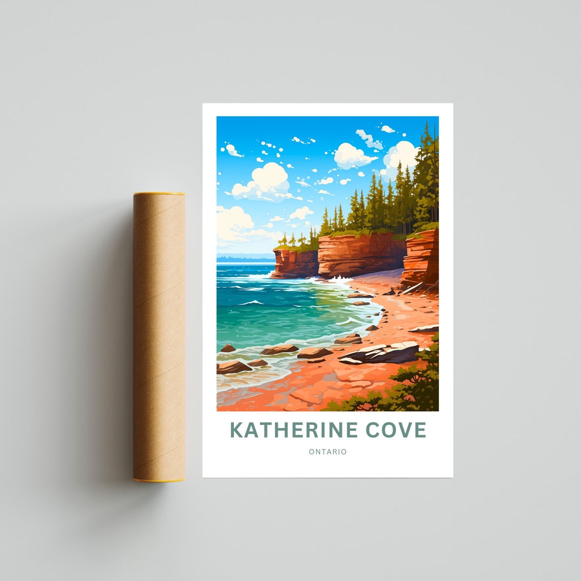 Personalized Katherine Cove Ontario Red Cliff Coastal Gift Poster - Image 4